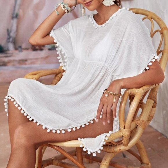 BOHO POM POM SWIM COVER UP - Picture 1 of 6
